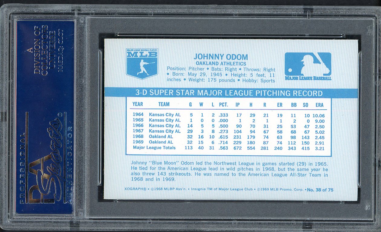 1970 Kelloggs Baseball #038 Johnny Odom A's PSA 9 MINT 562099