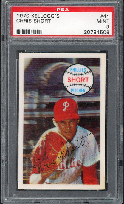 1970 Kelloggs Baseball #041 Chris Short Phillies PSA 9 MINT 562102