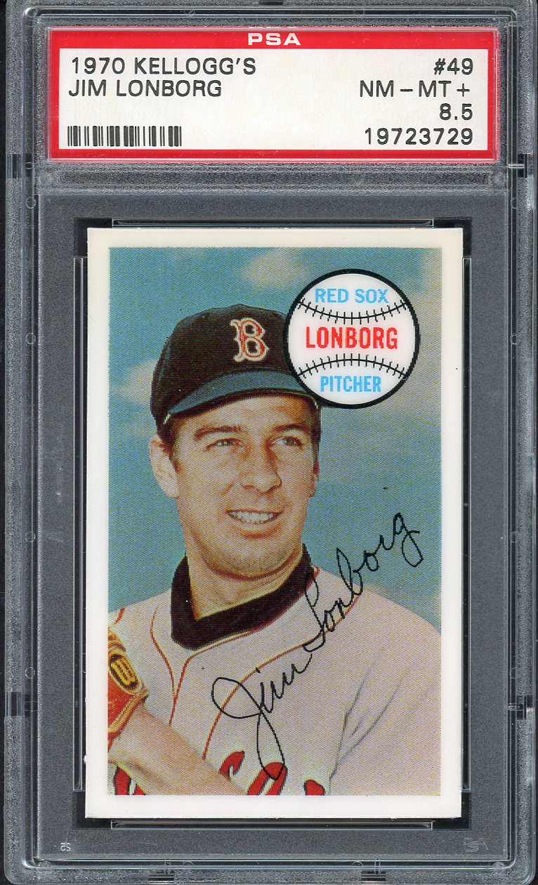 1970 Kelloggs Baseball #049 Jim Lonborg Red Sox PSA 8.5 NM/MT+ 562110