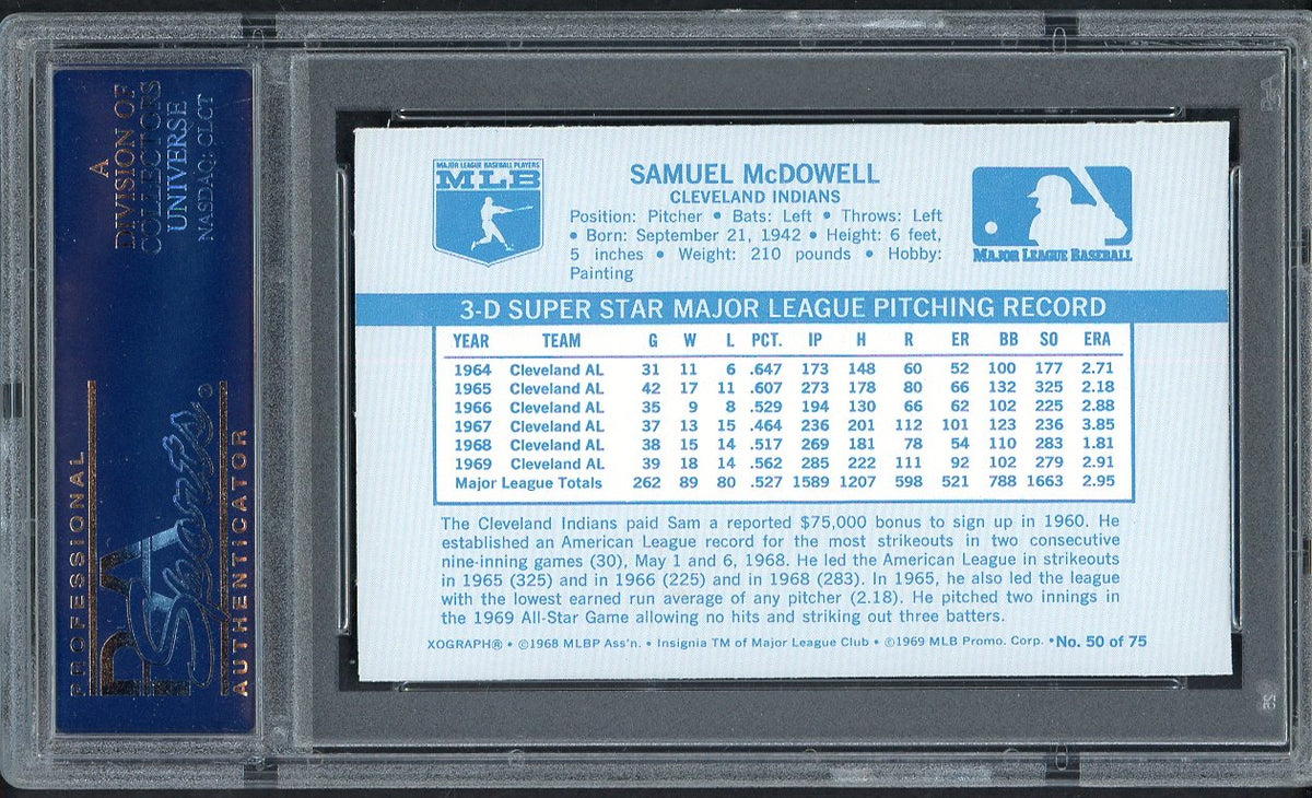 1970 Kelloggs Baseball #050 Sam McDowell Indians PSA 9 MINT 562111