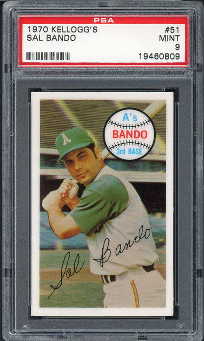 1970 Kelloggs Baseball #051 Sal Bando A's PSA 9 MINT 562112