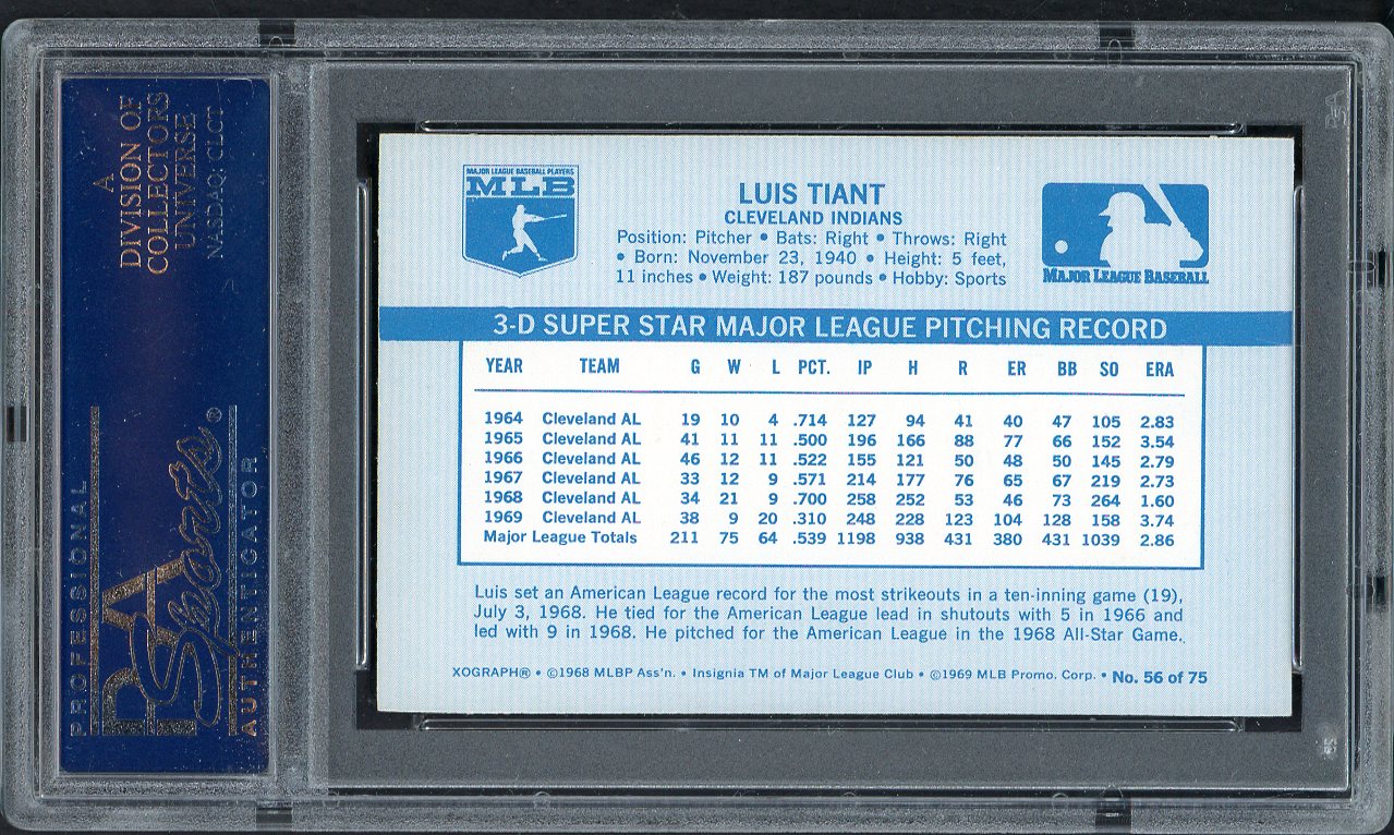 1970 Kelloggs Baseball #056 Luis Tiant Indians PSA 9 MINT 562117