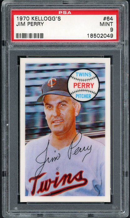 1970 Kelloggs Baseball #064 Jim Perry Twins PSA 9 MINT 562125