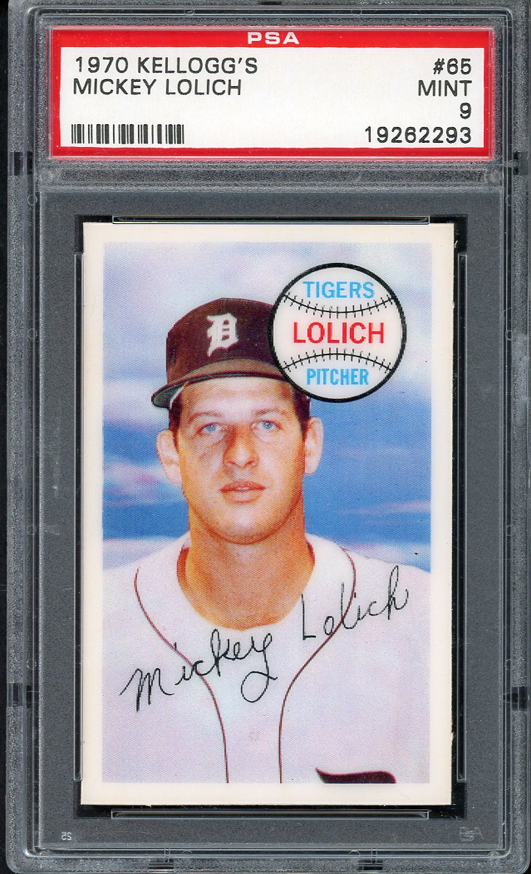 1970 Kelloggs Baseball #065 Mickey Lolich Tigers PSA 9 MINT 562126