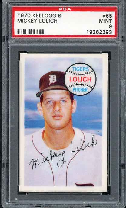 1970 Kelloggs Baseball #065 Mickey Lolich Tigers PSA 9 MINT 562126