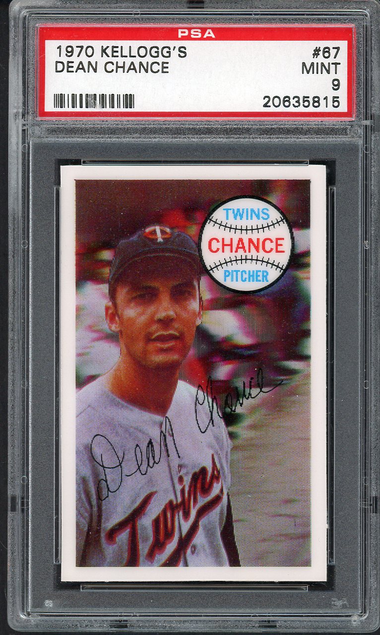 1970 Kelloggs Baseball #067 Dean Chance Twins PSA 9 MINT 562128