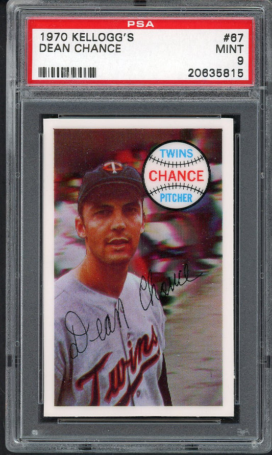 1970 Kelloggs Baseball #067 Dean Chance Twins PSA 9 MINT 562128