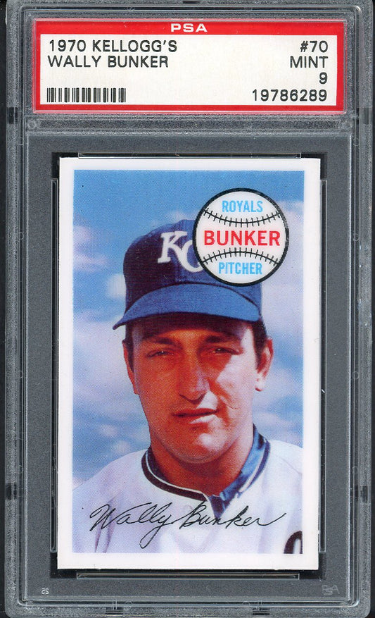 1970 Kelloggs Baseball #070 Wally Bunker Royals PSA 9 MINT 562131