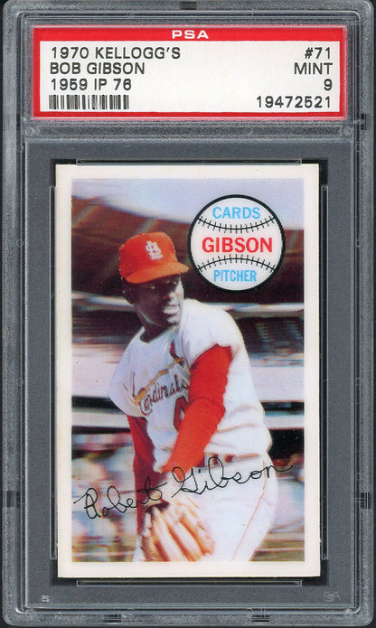 1970 Kelloggs Baseball #071 Bob Gibson Cardinals PSA 9 MINT 562132