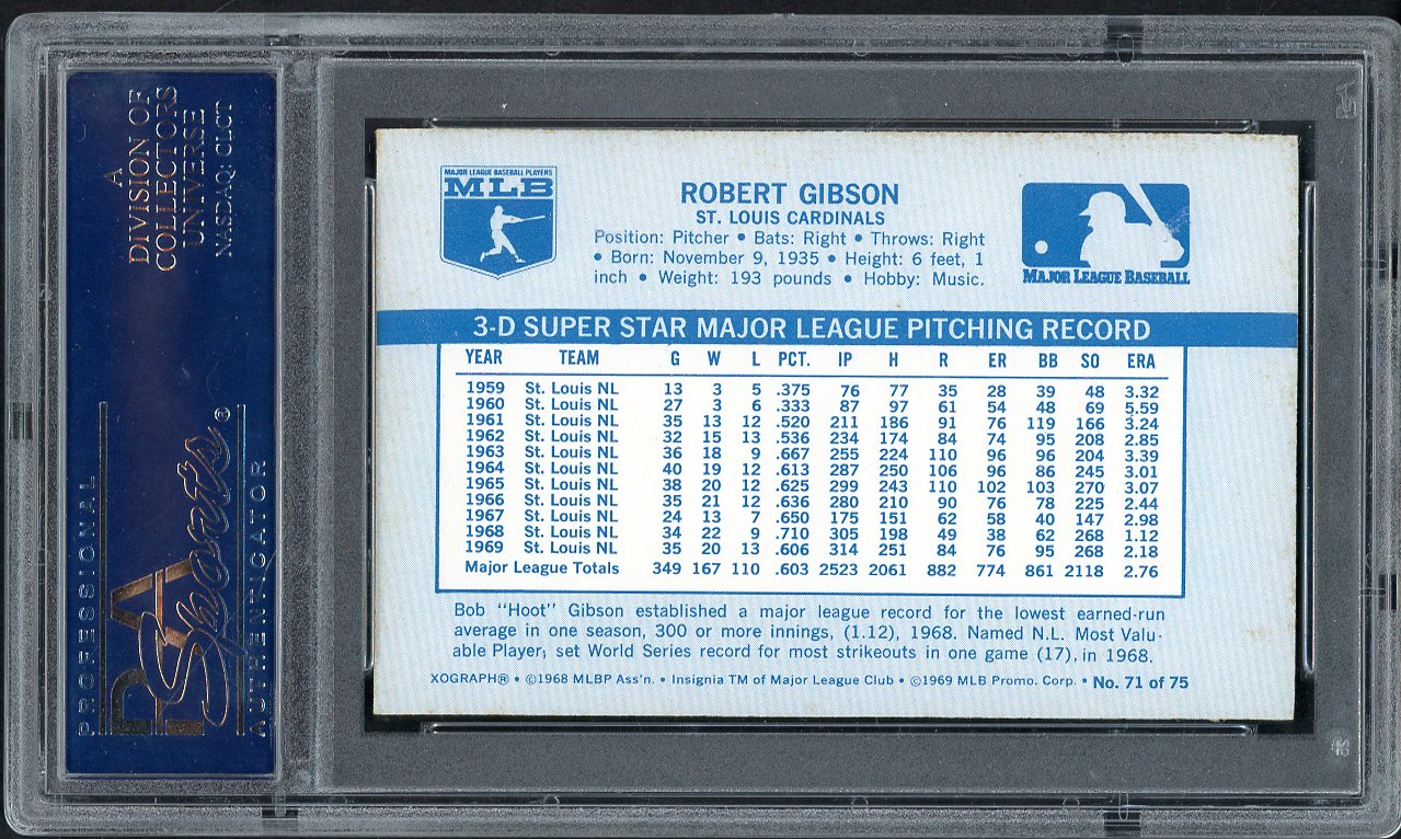 1970 Kelloggs Baseball #071 Bob Gibson Cardinals PSA 9 MINT 562132