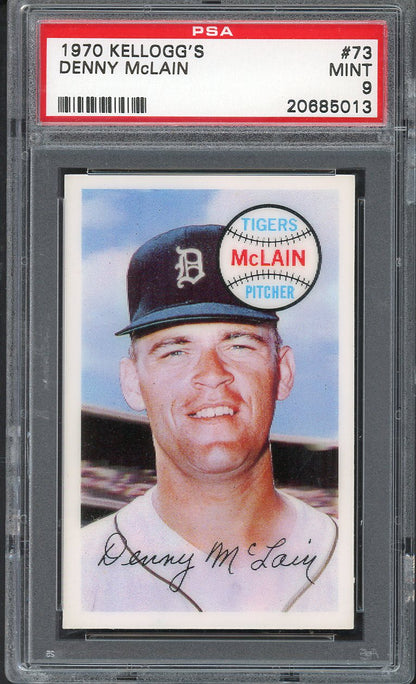 1970 Kelloggs Baseball #073 Denny McLain Tigers PSA 9 MINT 562134