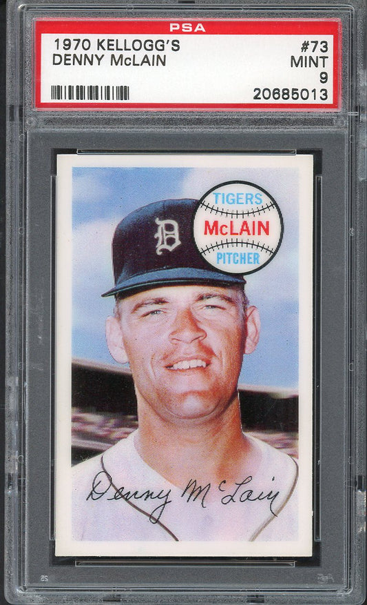 1970 Kelloggs Baseball #073 Denny McLain Tigers PSA 9 MINT 562134
