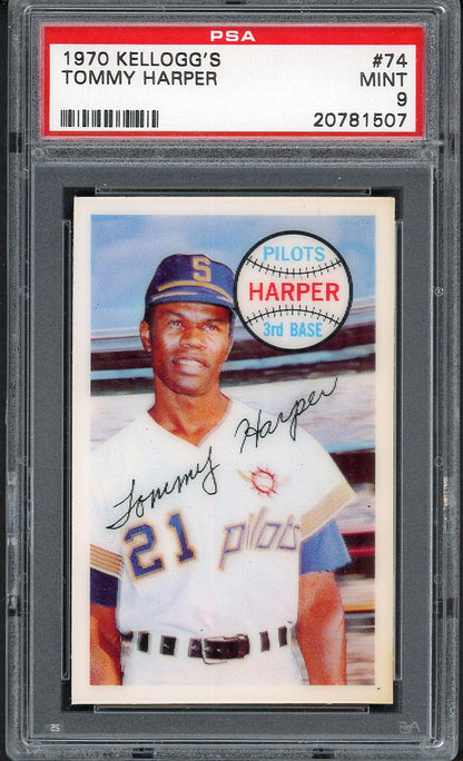 1970 Kelloggs Baseball #074 Tommy Harper Pilots PSA 9 MINT 562135