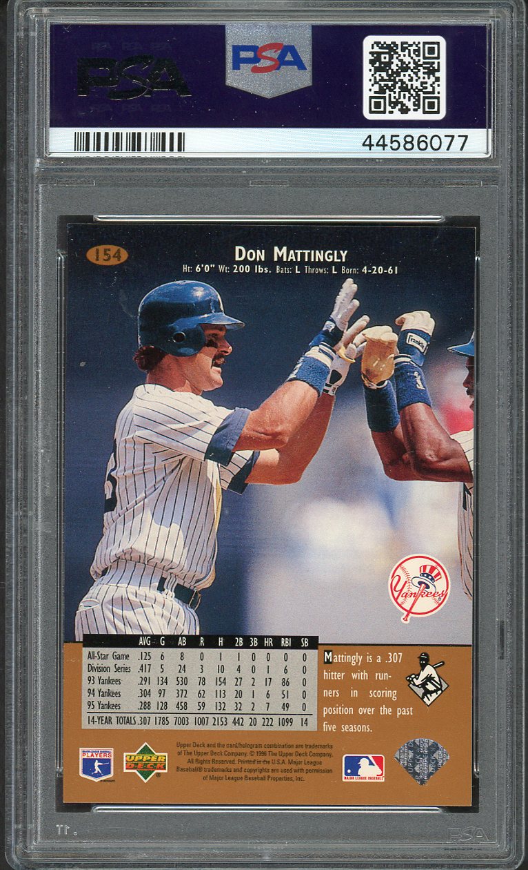 1996 Upper Deck #154 Don Mattingly Yankees PSA 8 NM/MT 562154