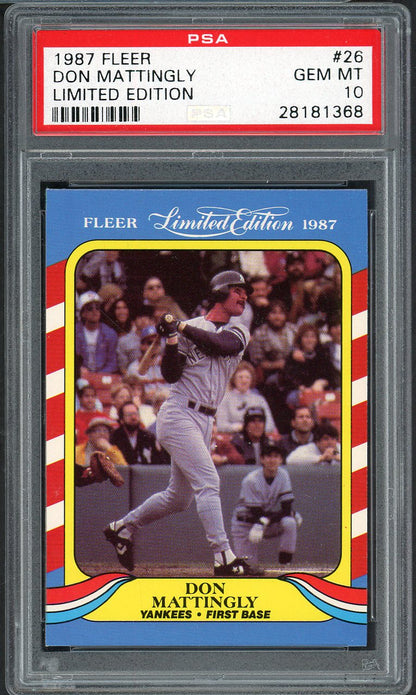 1987 Fleer Limited Edition #026 Don Mattingly Yankees PSA 10 GEM MINT 562157