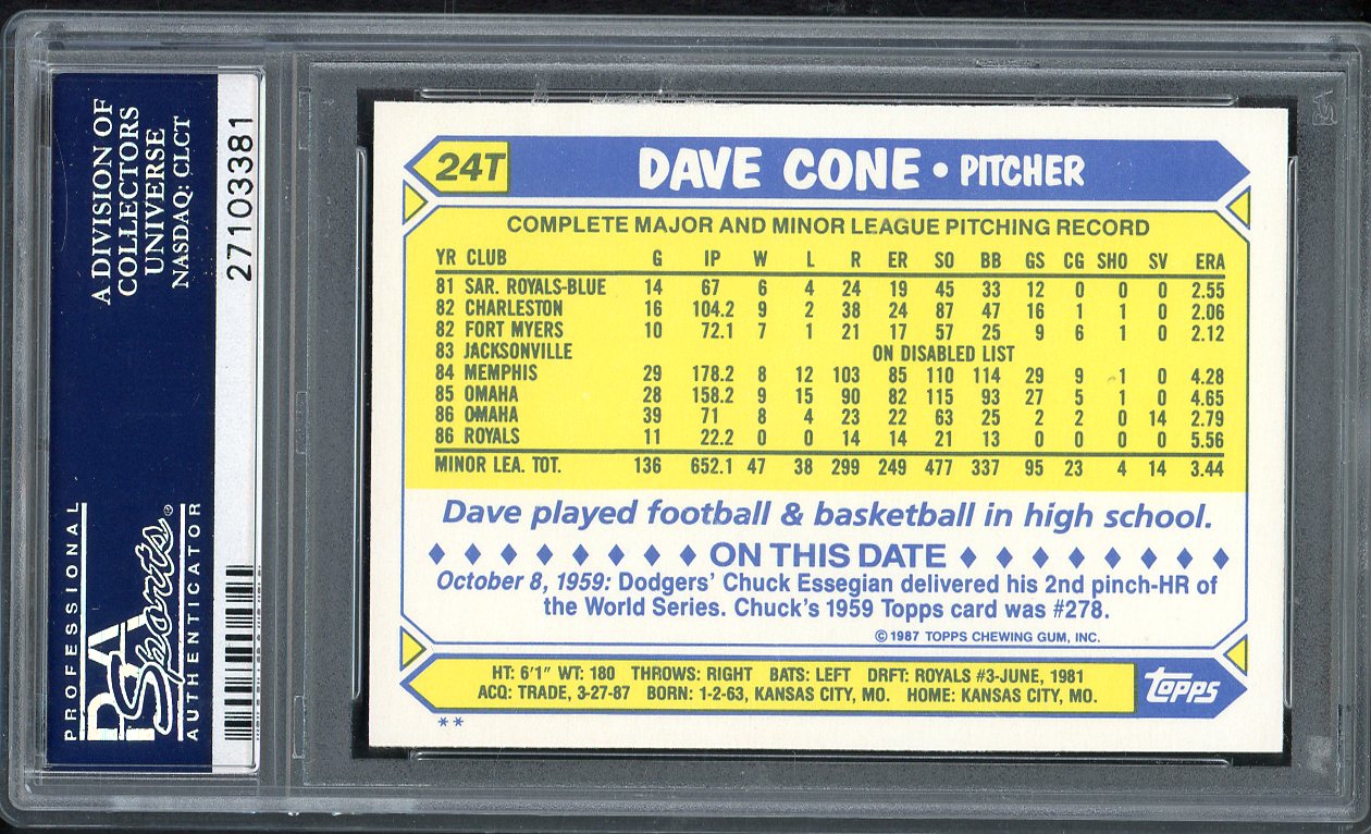 1987 Topps Traded #24T David Cone Mets PSA 10 GEM MINT 562162