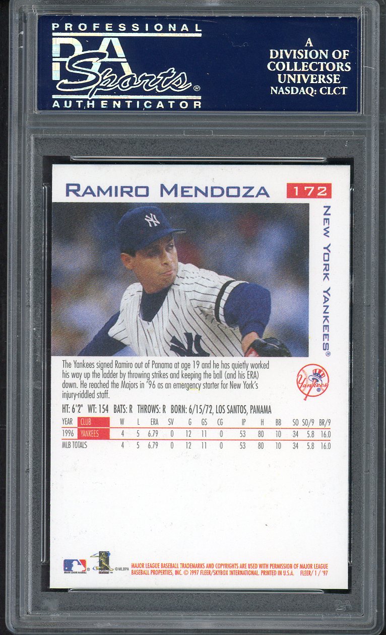 1997 Fleer #172 Ramiro Mendoza Yankees PSA 8 NM/MT 562170