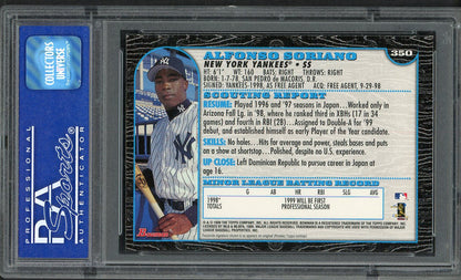 1999 Bowman #350 Alfonso Soriano Yankees PSA 10 GEM MINT 562175