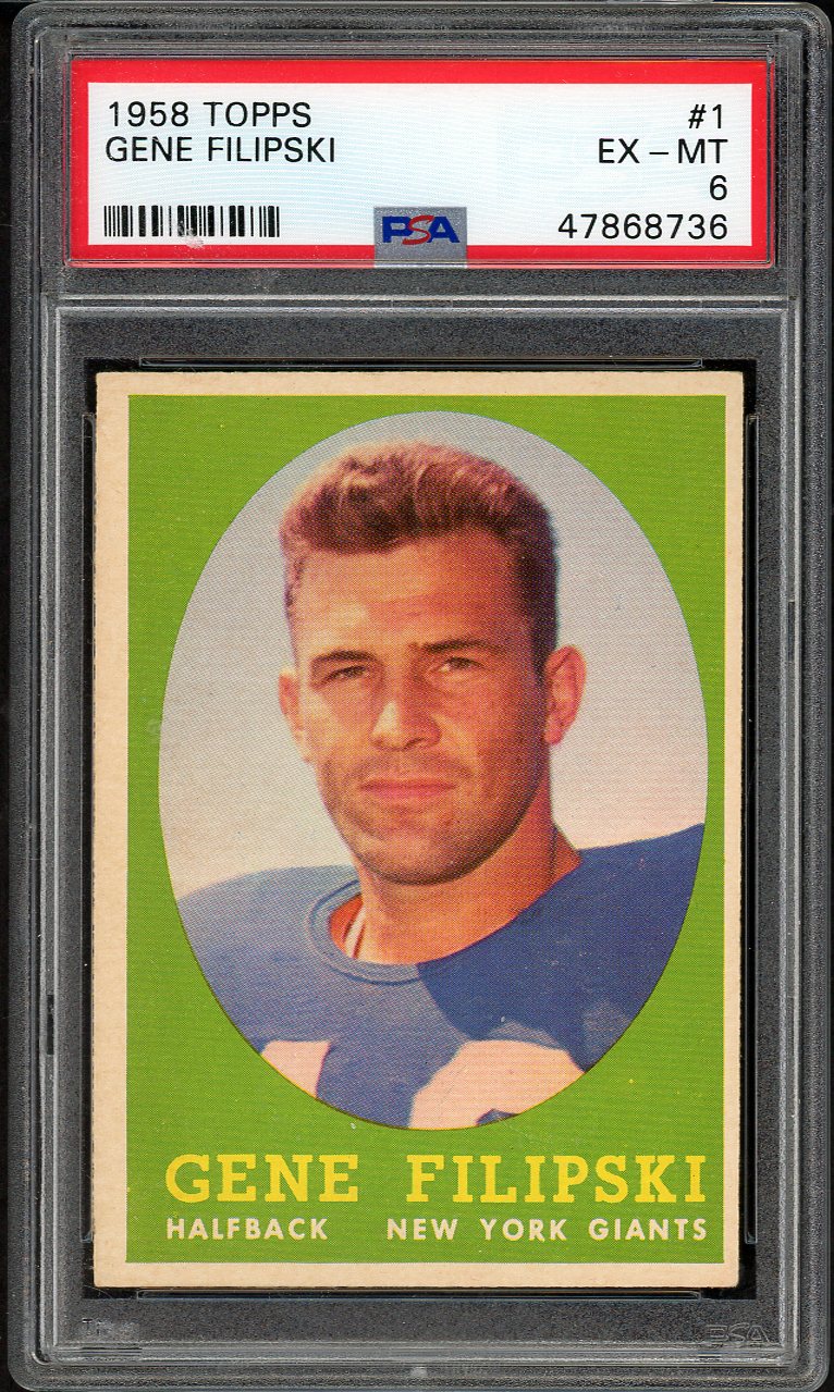 1958 Topps Football #001 Gene Filipski Giants PSA 6 EX-MT 562176