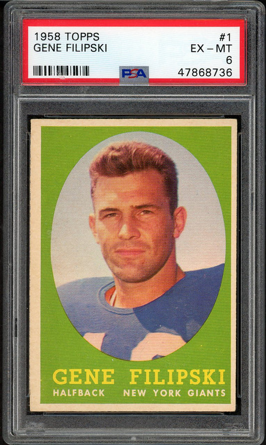 1958 Topps Football #001 Gene Filipski Giants PSA 6 EX-MT 562176