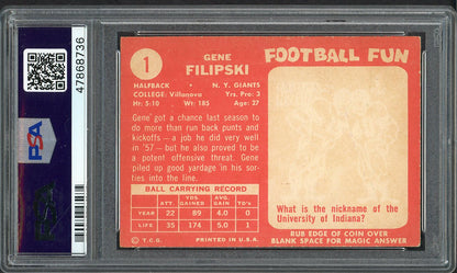 1958 Topps Football #001 Gene Filipski Giants PSA 6 EX-MT 562176