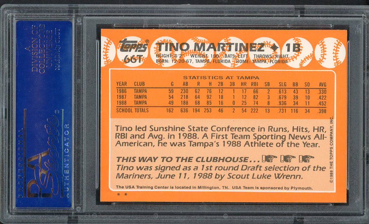 1988 Topps Traded #066T Tino Martinez Team Usa PSA 10 GEM MINT 562178