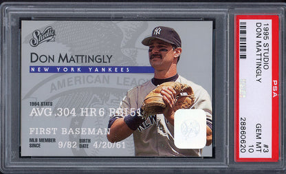 1995 Studio #003 Don Mattingly Yankees PSA 10 GEM MINT 562182