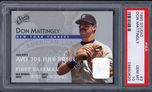 1995 Studio #003 Don Mattingly Yankees PSA 10 GEM MINT 562182