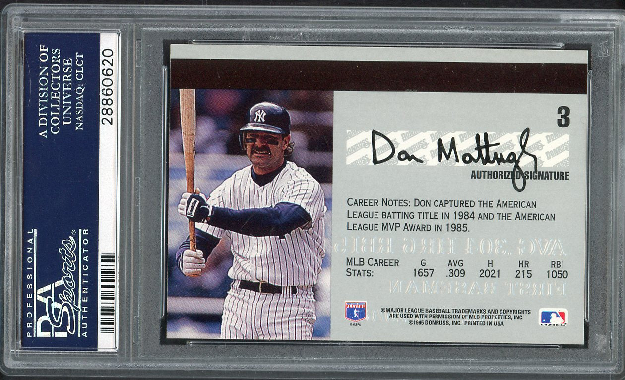 1995 Studio #003 Don Mattingly Yankees PSA 10 GEM MINT 562182