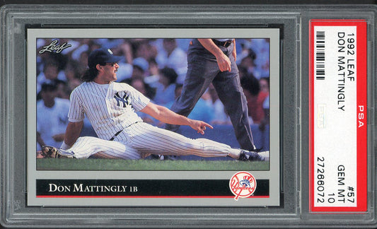 1992 Leaf #057 Don Mattingly Yankees PSA 10 GEM MINT 562183
