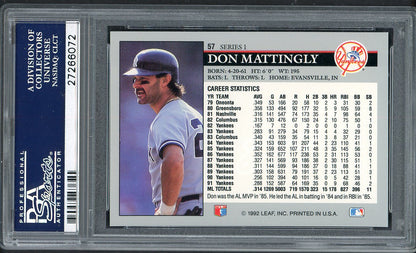 1992 Leaf #057 Don Mattingly Yankees PSA 10 GEM MINT 562183