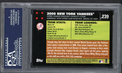 2007 Topps #239 New York Yankees Team PSA 10 GEM MINT 562184