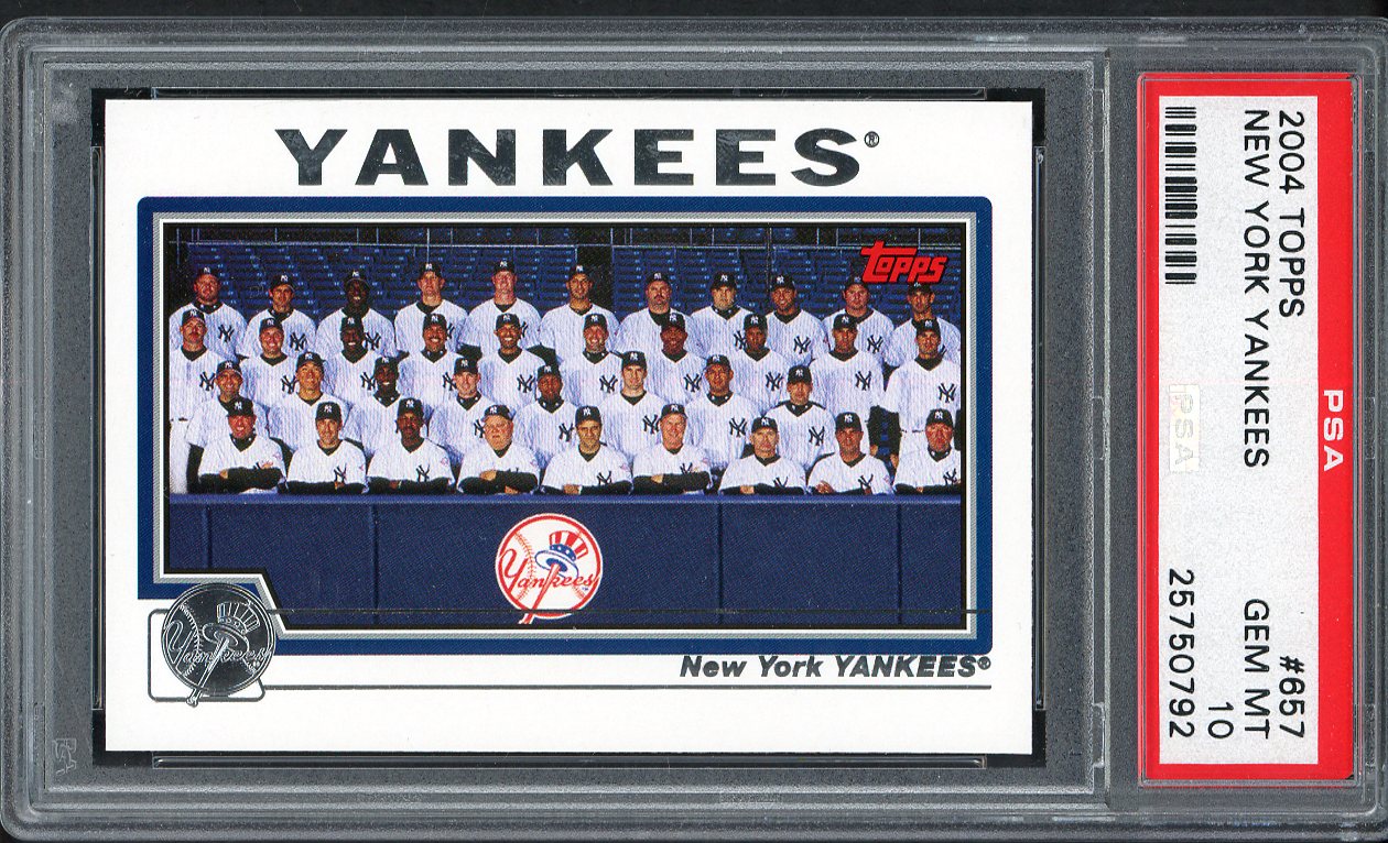2004 Topps #657 New York Yankees Team PSA 10 GEM MINT 562187
