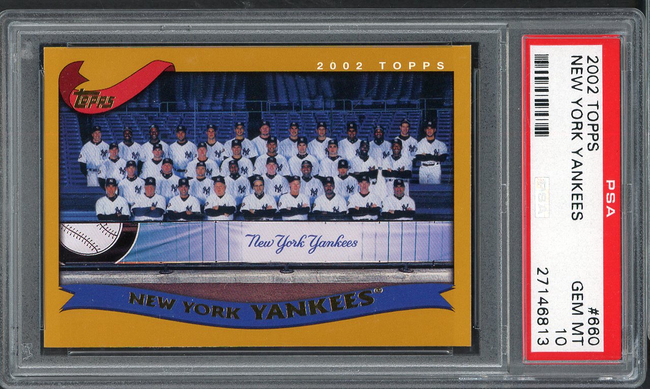 2002 Topps #660 New York Yankees Team PSA 10 GEM MINT 562189