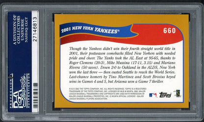 2002 Topps #660 New York Yankees Team PSA 10 GEM MINT 562189
