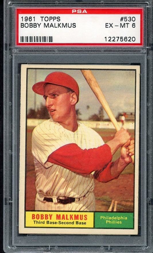 1961 Topps Baseball #530 Bobby Malkmus Phillies PSA 6 EX-MT 562194