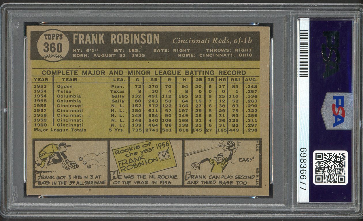 1961 Topps Baseball #360 Frank Robinson Reds PSA 6 EX-MT 562195