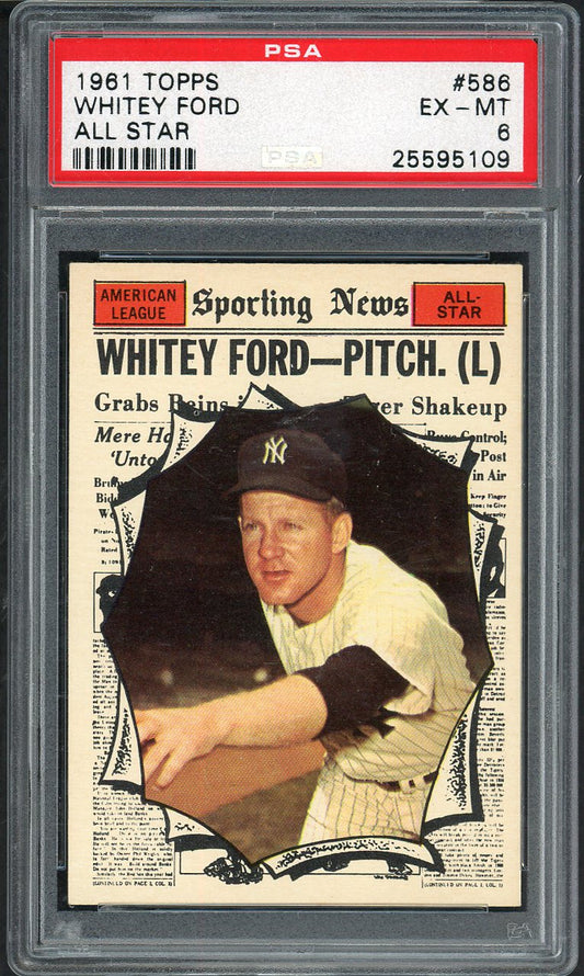 1961 Topps Baseball #586 Whitey Ford A.S. Yankees PSA 6 EX-MT 562197