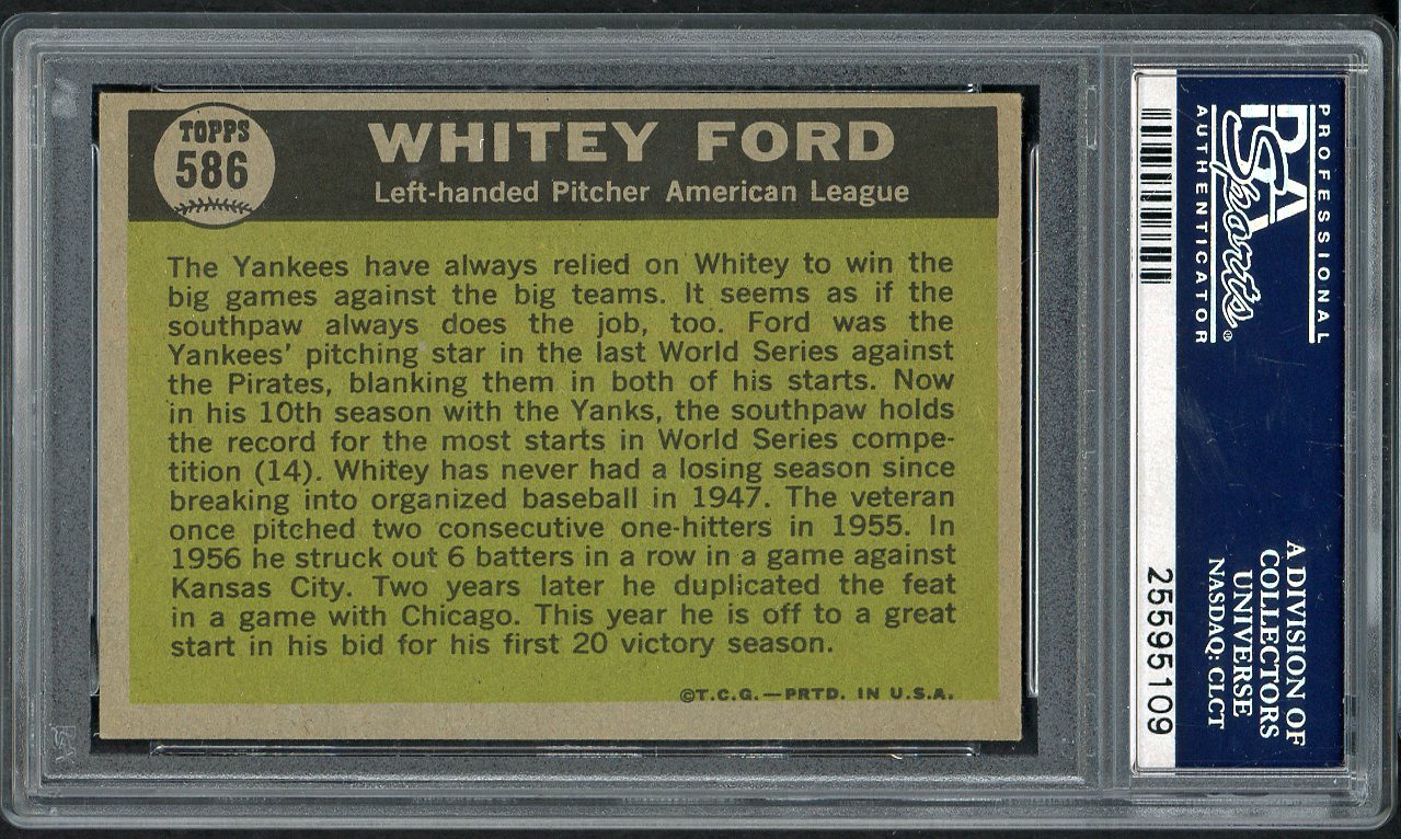 1961 Topps Baseball #586 Whitey Ford A.S. Yankees PSA 6 EX-MT 562197