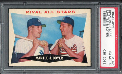 1960 Topps Baseball #160 Mickey Mantle Ken Boyer PSA 6 EX-MT 562199