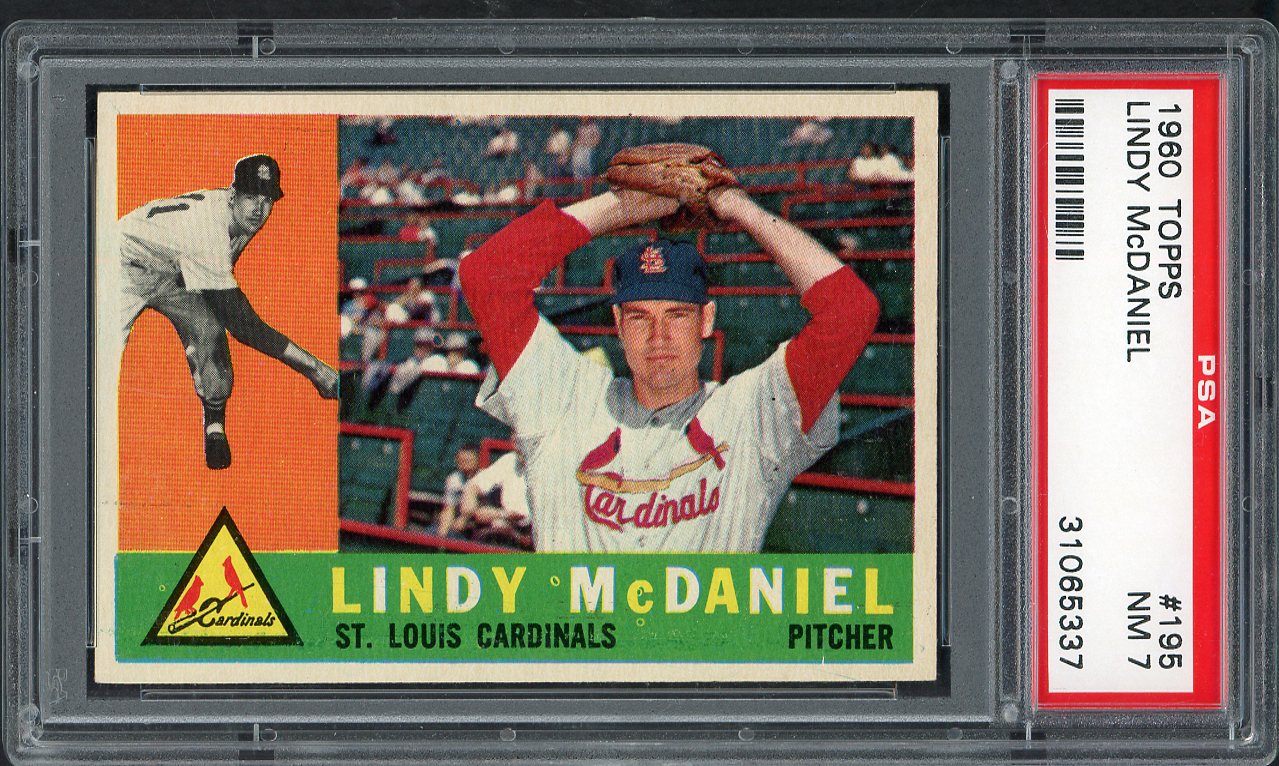 1960 Topps Baseball #195 Lindy McDaniel Cardinals PSA 7 NM 562201