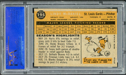1960 Topps Baseball #195 Lindy McDaniel Cardinals PSA 7 NM 562201