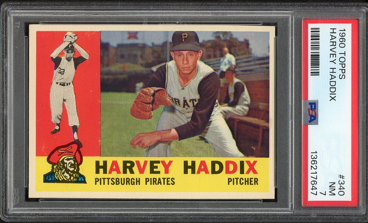 1960 Topps Baseball #340 Harvey Haddix Pirates PSA 7 NM 562202