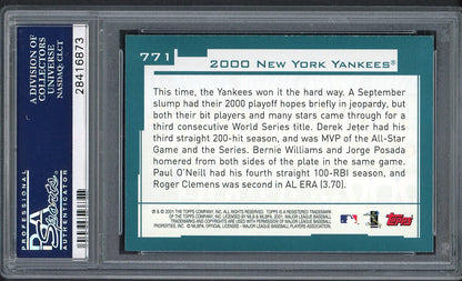 2001 Topps #771 New York Yankees Team PSA 10 GEM MINT 562203