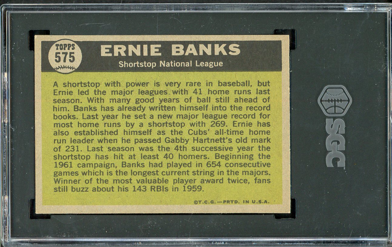 1961 Topps Baseball #575 Ernie Banks A.S. Cubs SGC 6 EX-MT 562207
