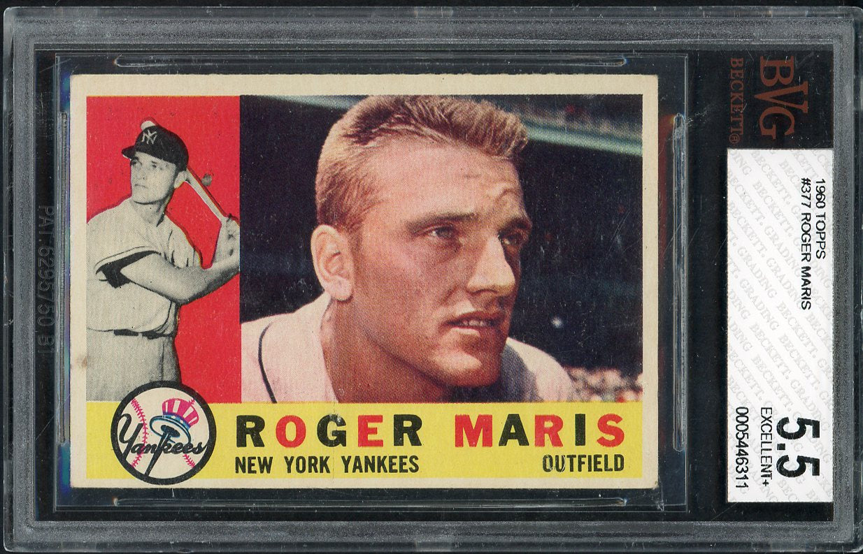 1960 Topps Baseball #377 Roger Maris Yankees BVG 5.5 EX+ 562212