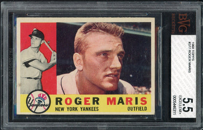 1960 Topps Baseball #377 Roger Maris Yankees BVG 5.5 EX+ 562212