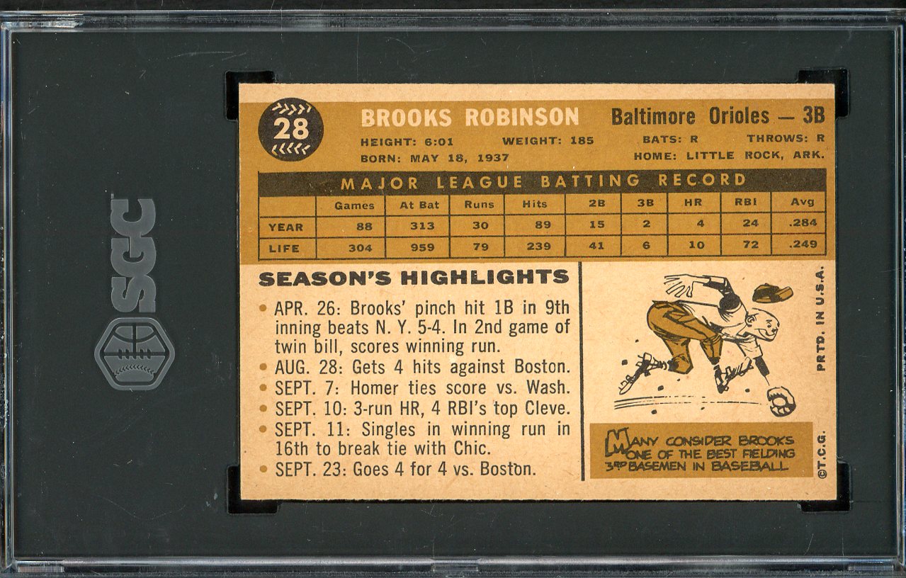 1960 Topps Baseball #28 Brooks Robinson Orioles SGC 6 EX-MT 562215