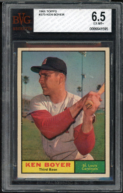 1961 Topps Baseball #375 Ken Boyer Cardinals BVG 6.5 EX-MT+ 562216