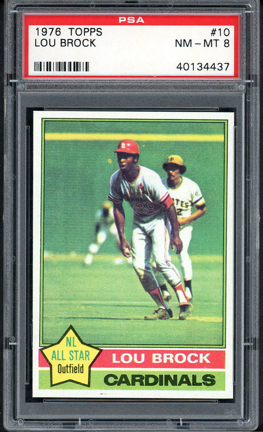 1976 Topps Baseball #010 Lou Brock Cardinals PSA 8 NM/MT 562226